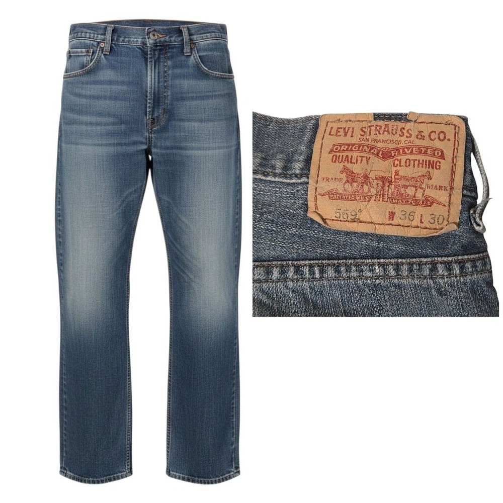 VTG Levi 569 Loose Straight Y2K Jeans Mens 36x30 Blue Denim Relaxed Fit